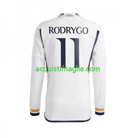 Divisa di Calcio Real Madrid Rodrygo Goes 11 Prima 2023/2024 Manica Lunga